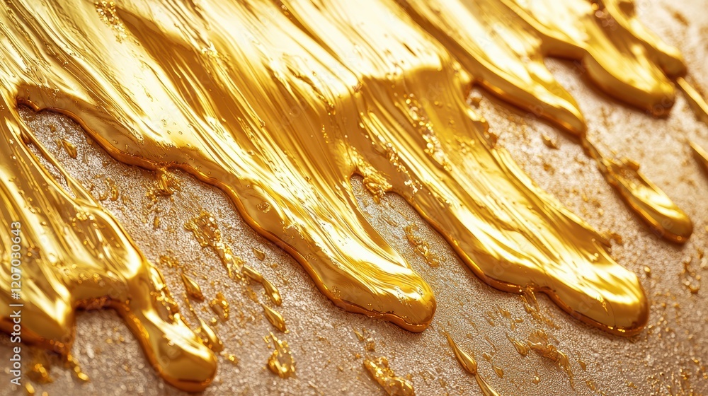 Poster gold paint strokes gold paint dripping down a textured surface, creating a dynamic and visually appe