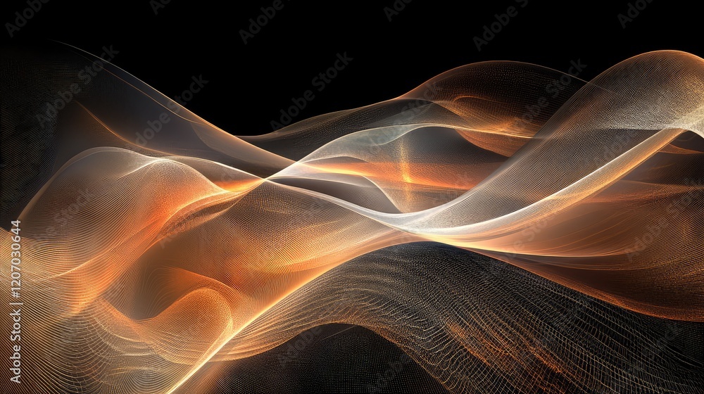 Poster abstract digital wave with glowing futuristic elements, dynamic data patterns, and a clean gradient 