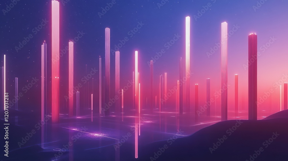 Poster abstract futuristic representation of data analytics with glowing holographic charts floating in a c