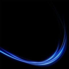 Blue neon ring. Glowing circle.Abstract lines.Neon lines of speed and fast wind. effect of moving at the speed of light. Blue glow effect. Magic shiny line. Neon. Background.	