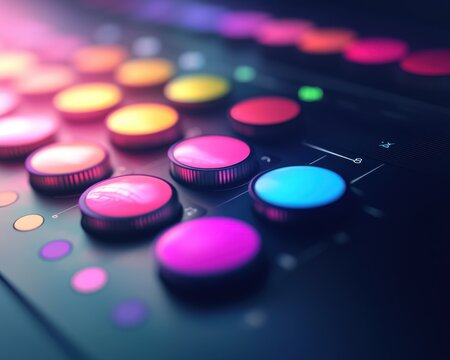 Digital dashboard with colorful scatter plots and live analytics streams