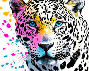 Fototapeta premium Snout close-up of multi-coloured leopard