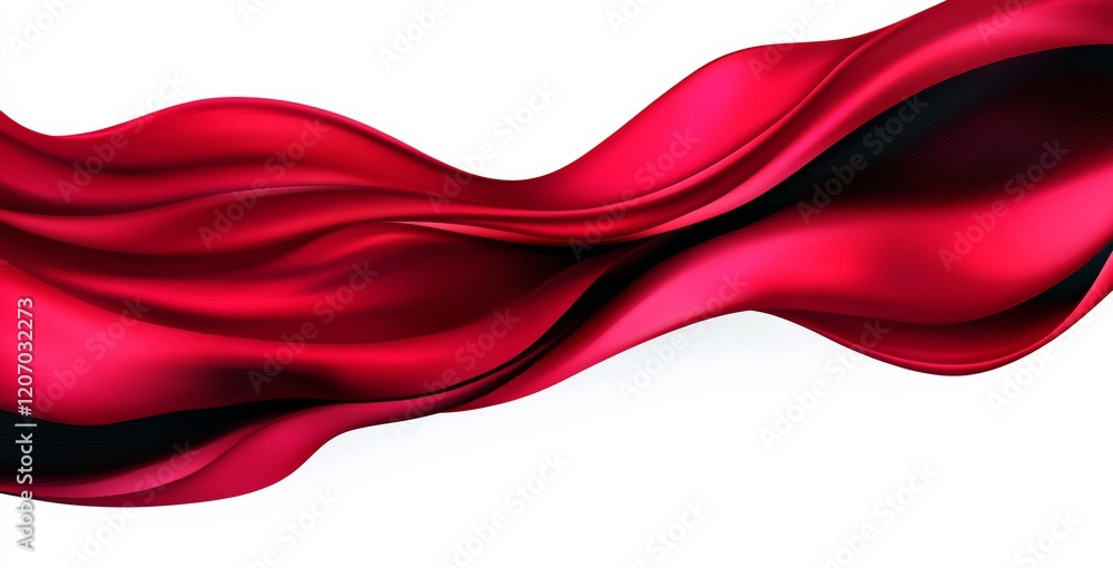 Poster red ribbon with black trim. the ribbon is long and flowing, creating a sense of movement and eleganc