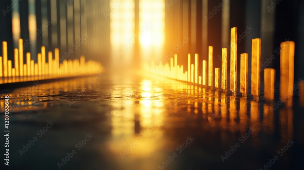 Poster dynamic bar charts glowing with live business performance metrics