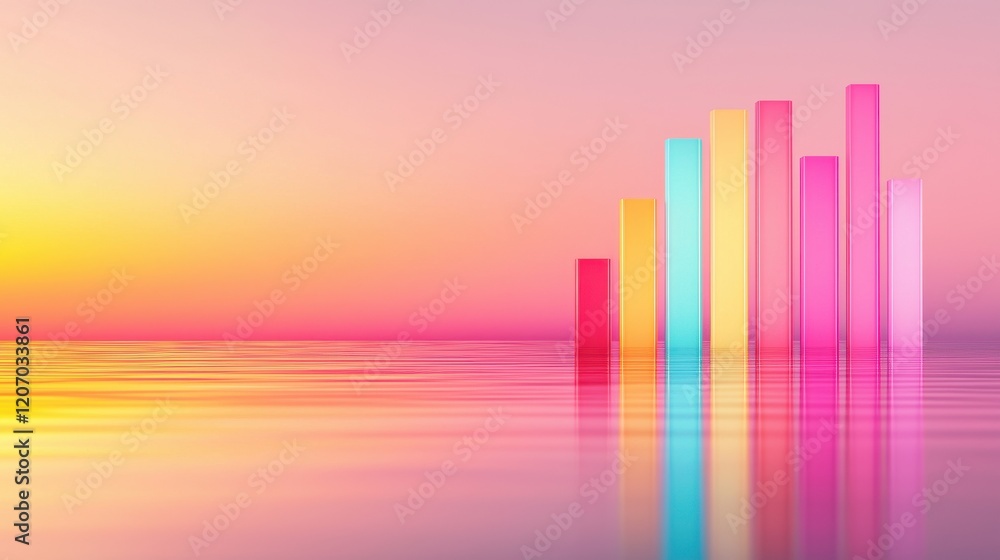 Poster dynamic bar charts glowing with live business performance metrics