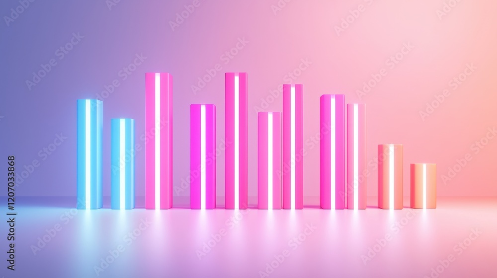 Poster dynamic bar charts glowing with live business performance metrics