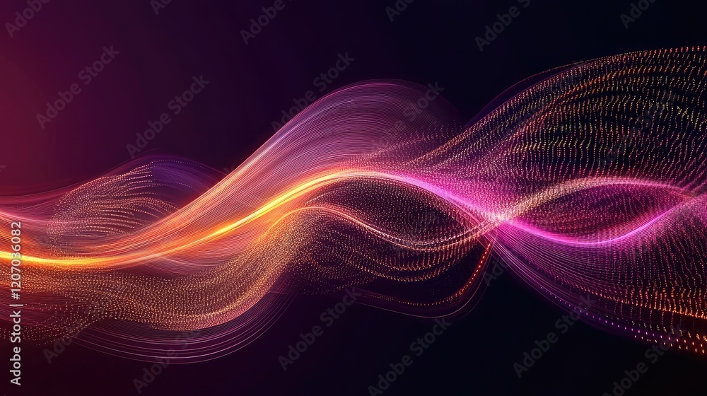 Poster abstract visualization of data flow with glowing binary code streams and holographic analytics displ