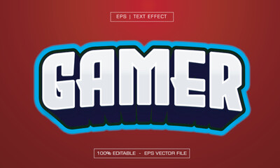 Gamer text effect on reds background, Editable text effect