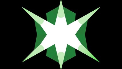 Obraz premium A stylized abstract geometric pattern in shades of green and white on a black background with bold lines and geometric shapes creating a sense of depth and dimension, 3D effect, visual interest