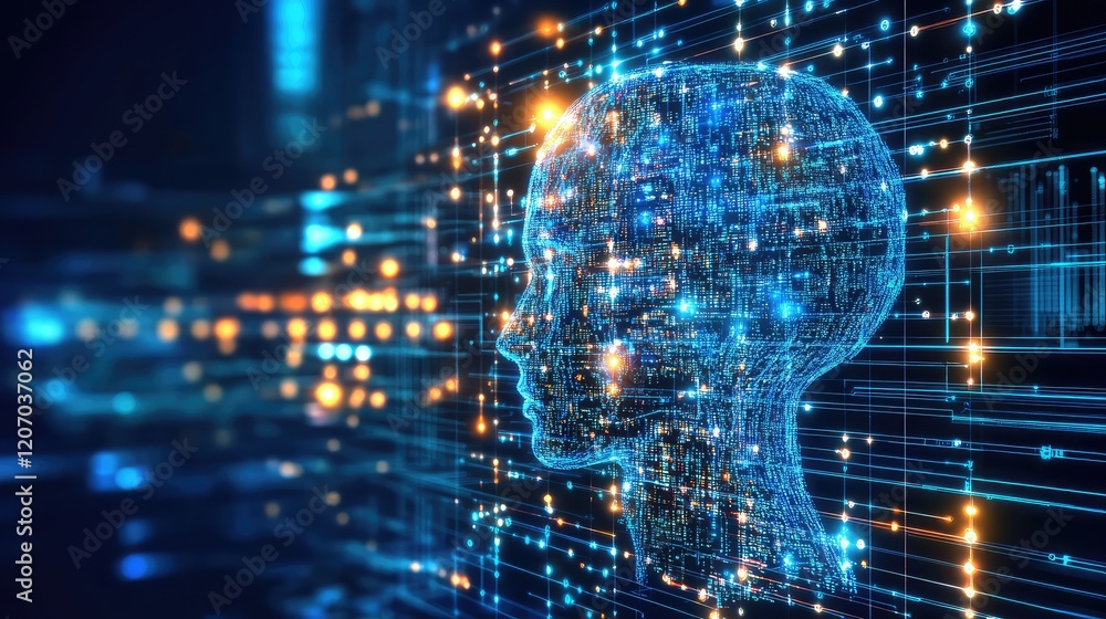 Poster advanced ai-powered interface showcasing the glowing text-to-image transformation surrounded by dyna