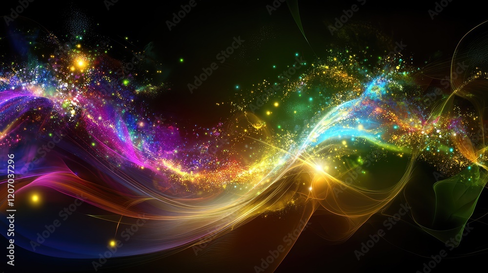 Poster advanced glowing digital interface with text prompts morphing into high-resolution visuals surrounde