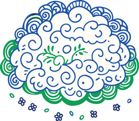 Fototapeta premium cloud brain brain vector art illustration