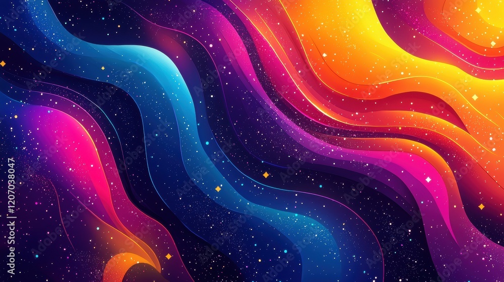 Poster gradient cosmic and space theme gradient resembling a nebula with vibrant colors and swirling gases.