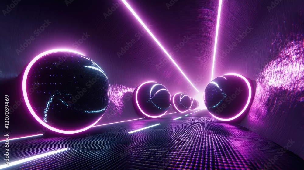Poster ai concept of futuristic glowing spheres connected by bright lines, set in a d abstract digital envi