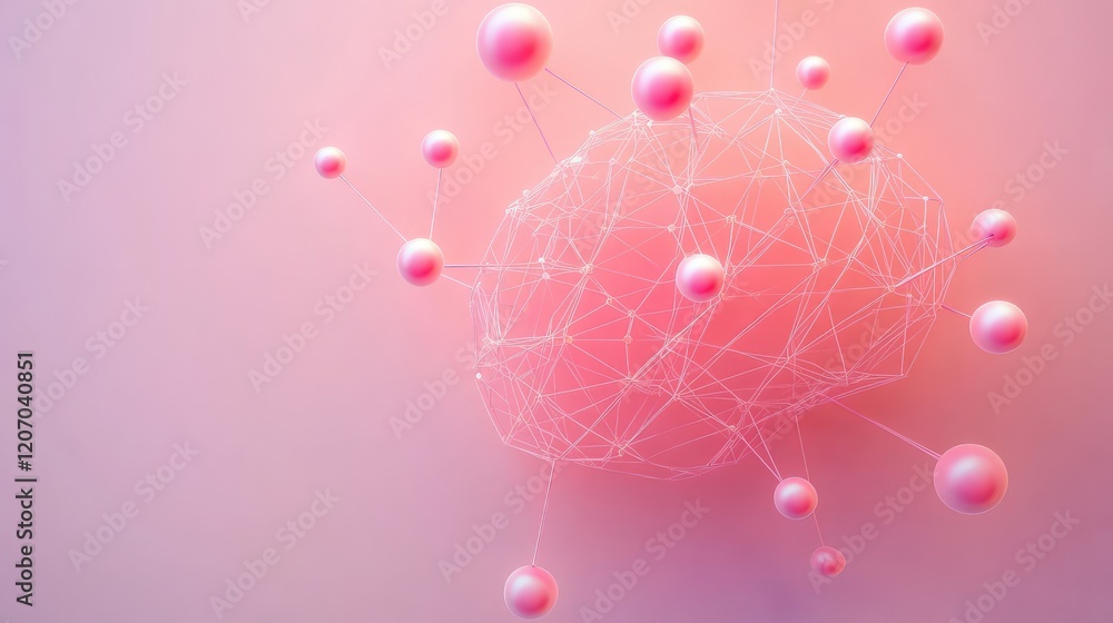 Poster artificial intelligence concept with interconnected glowing nodes forming a brain shape, set against
