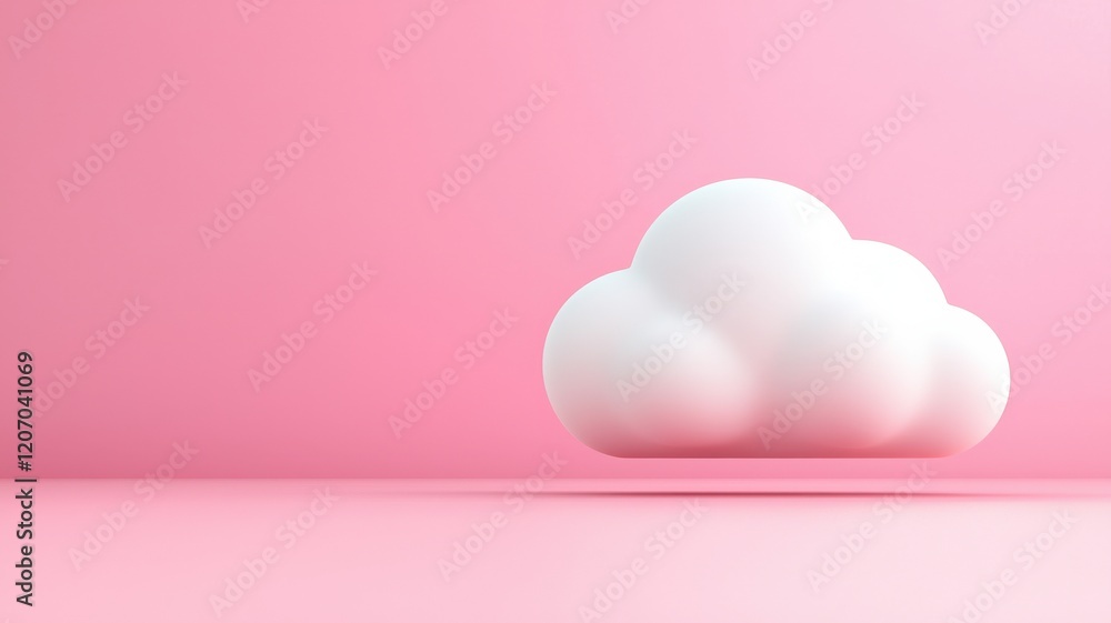 Poster machine learning deep training concept. soft white cloud floating on a pastel pink background, creat