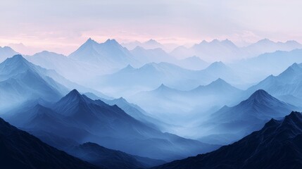 Fototapeta premium Mountainous landscape serenity majestic peaks digital artwork tranquil environment aerial view nature's beauty