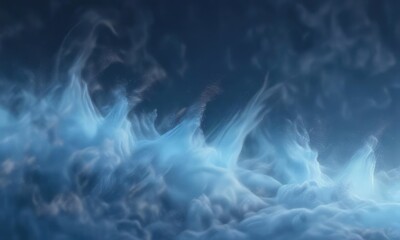 Blue gradient background with delicate wisps of fog , serene, still