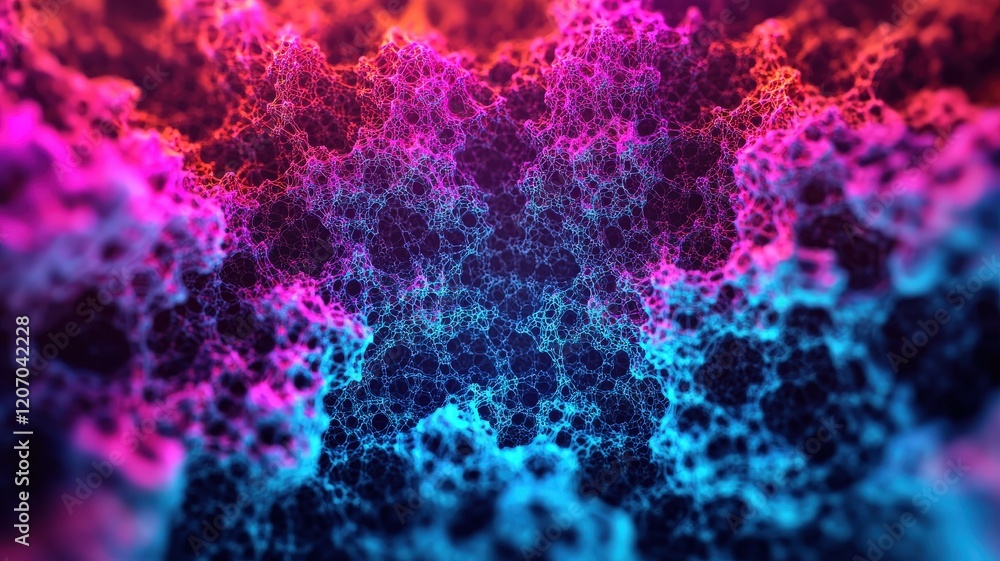 Aufkleber machine learning deep training concept. colorful abstract patterns with a blend of pink and blue hue