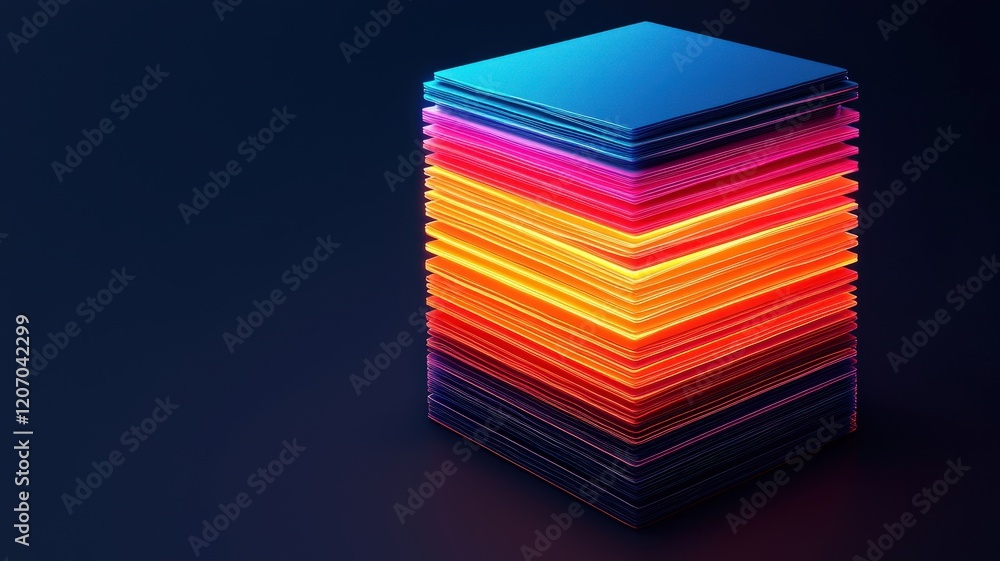 Aufkleber machine learning deep training concept. a colorful 3d cube with luminous layers, showcasing vibrant 