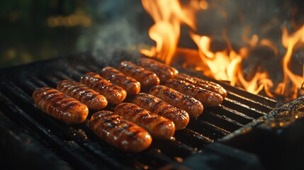 Small grilled sausage with fire