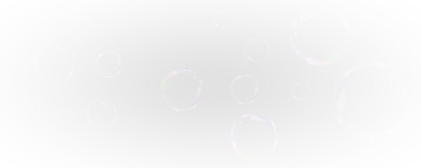 Floating Iridescent Soap Bubbles — Semitransparent Spheres on Transparent Background for Clean Photo-Style Designs and Isolated Elements