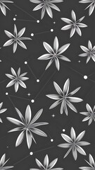 Vector grey monochrome abstract elegant star anise petal connecting triangles seamless repeat pattern. Perfect for fabric, scrapbooking and wallpaper projects. Surface pattern design.