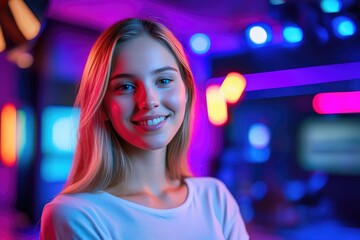 Confident Female News Anchor in a Professional Studio Setting
