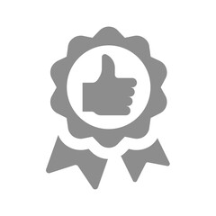 People choice, recommended product vector. Award ribbon badge and thump up, customer's choice icon.