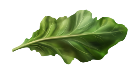 fresh green escarole leaf isolated on transparent background