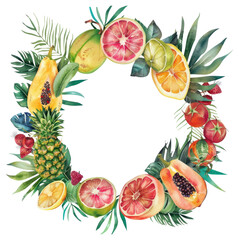 PNG Tropical fruit wreath illustration