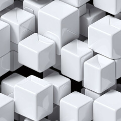 Obraz premium Abstract 3D cubes, Seamless white pattern. Endless background.