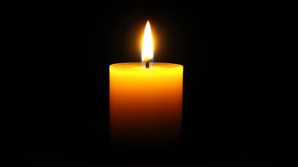 Single lit yellow candle on black background.