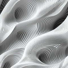 Abstract 3D wavy shapes, Seamless white pattern. Endless background.