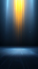 Obraz premium Dramatic blue and gold light beams illuminate empty stage. AI Generated