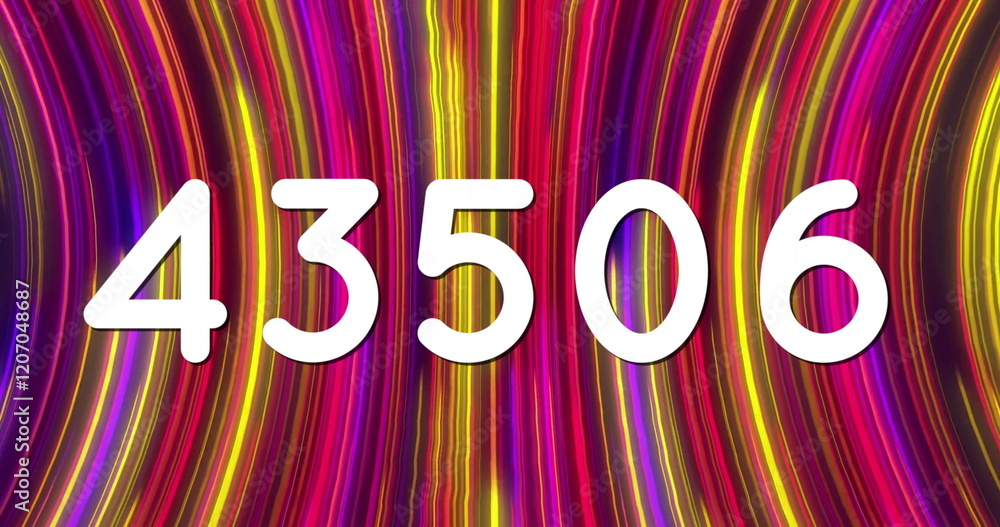 Aufkleber image of numbers processing over glowing light trails background