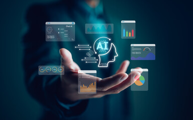 Chatbot Chat with AI, Artificial Intelligence. man using technology smart robot AI, artificial...