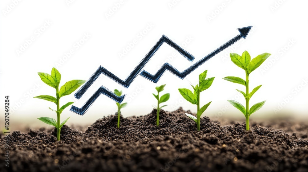 Poster a conceptual image of a digital financial graph showing growth, surrounded by abstract investment sy