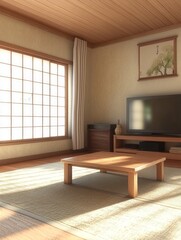 Tranquil Japanese Style Living Room Interior Design