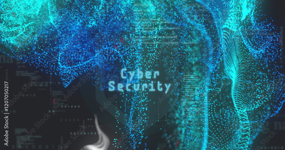 Poster cloud computing and data storage image over digital blue particles background