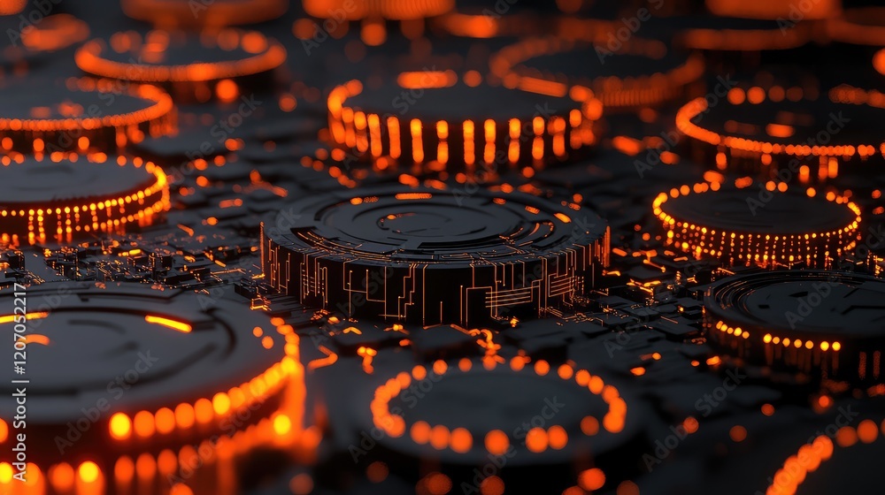 Poster a conceptual image of glowing financial statements with detailed breakdowns, representing the analys