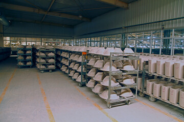 Ceramic products in the workshop