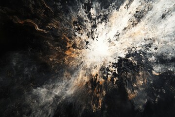 Abstract explosion of dark and light colors, creating a dynamic and energetic visual.