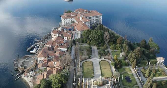 Aerial view of isola Bella, lake Maggiore, Piedmont, Italy