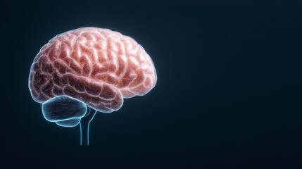 Obraz premium Wireframe Brain 3D Render, Neurological Concept, Anatomy Visualization, Brain Structure Neuroanatomy, Neuroscience