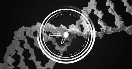 Image of clock moving over dna strand