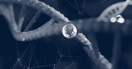 Image of white spots over dna strand