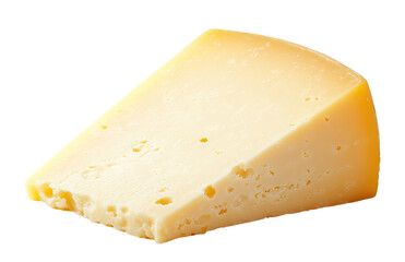 Creamy wedge of delicious cheese, isolated on transparent cutout background	
