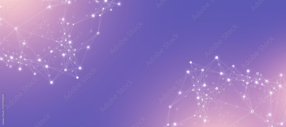 Aufkleber Global network connection banner design template idea. Header social network communication in the global business concept. Internet technology. Big data visualization. Vector illustration
