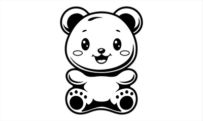 A cute vector art illustration,  Black on white drawing